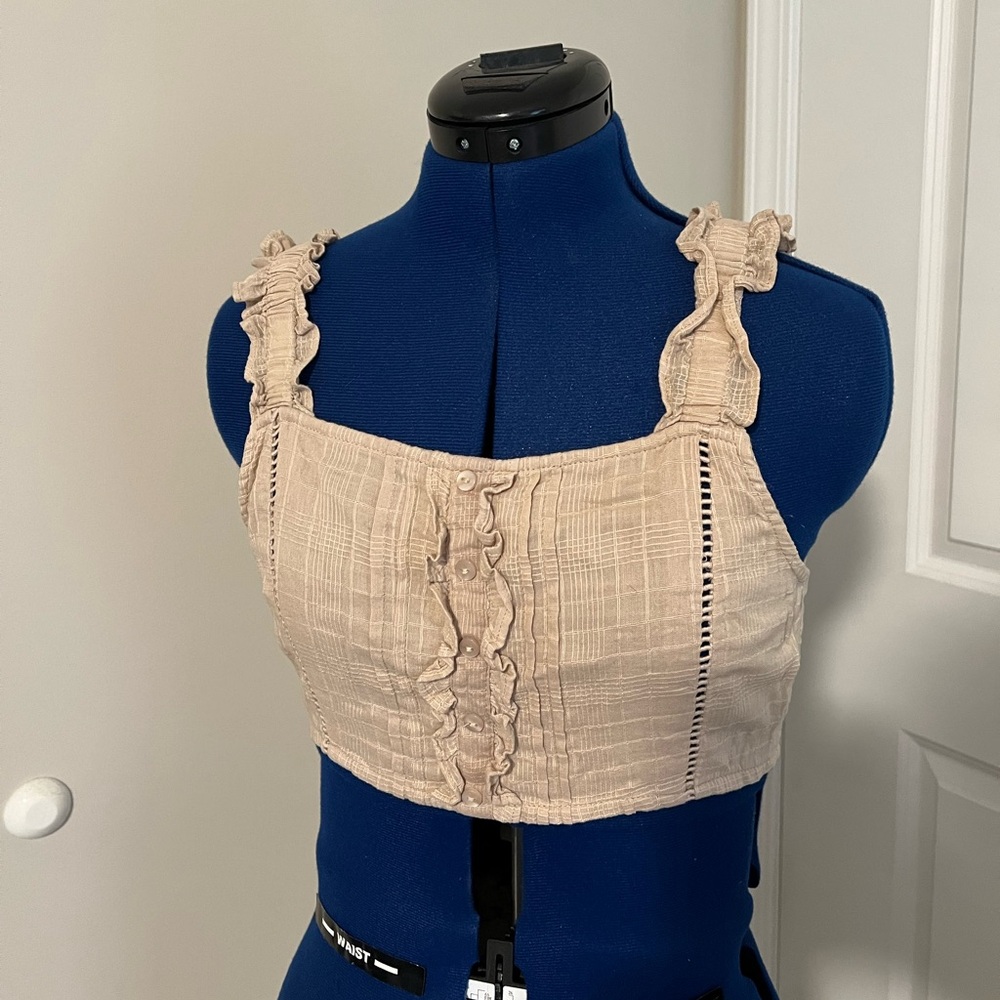 S/M Beige Crop Top with a Low Back
